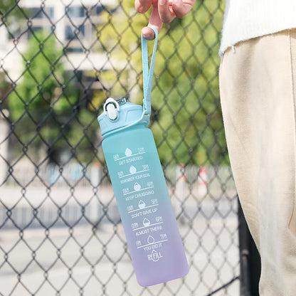 900ML Sports Water Bottle with Time Marker Leak-Proof Cup Motivational Portable Water Bottle for Outdoor Sport Fitness BPA Free