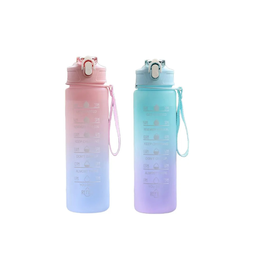 900ML Sports Water Bottle with Time Marker Leak-Proof Cup Motivational Portable Water Bottle for Outdoor Sport Fitness BPA Free