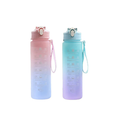 900ML Sports Water Bottle with Time Marker Leak-Proof Cup Motivational Portable Water Bottle for Outdoor Sport Fitness BPA Free
