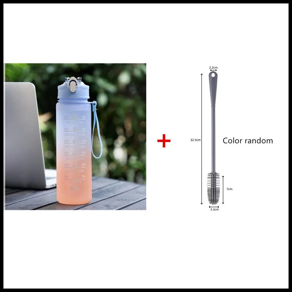900ML Sports Water Bottle with Time Marker Leak-Proof Cup Motivational Portable Water Bottle for Outdoor Sport Fitness BPA Free