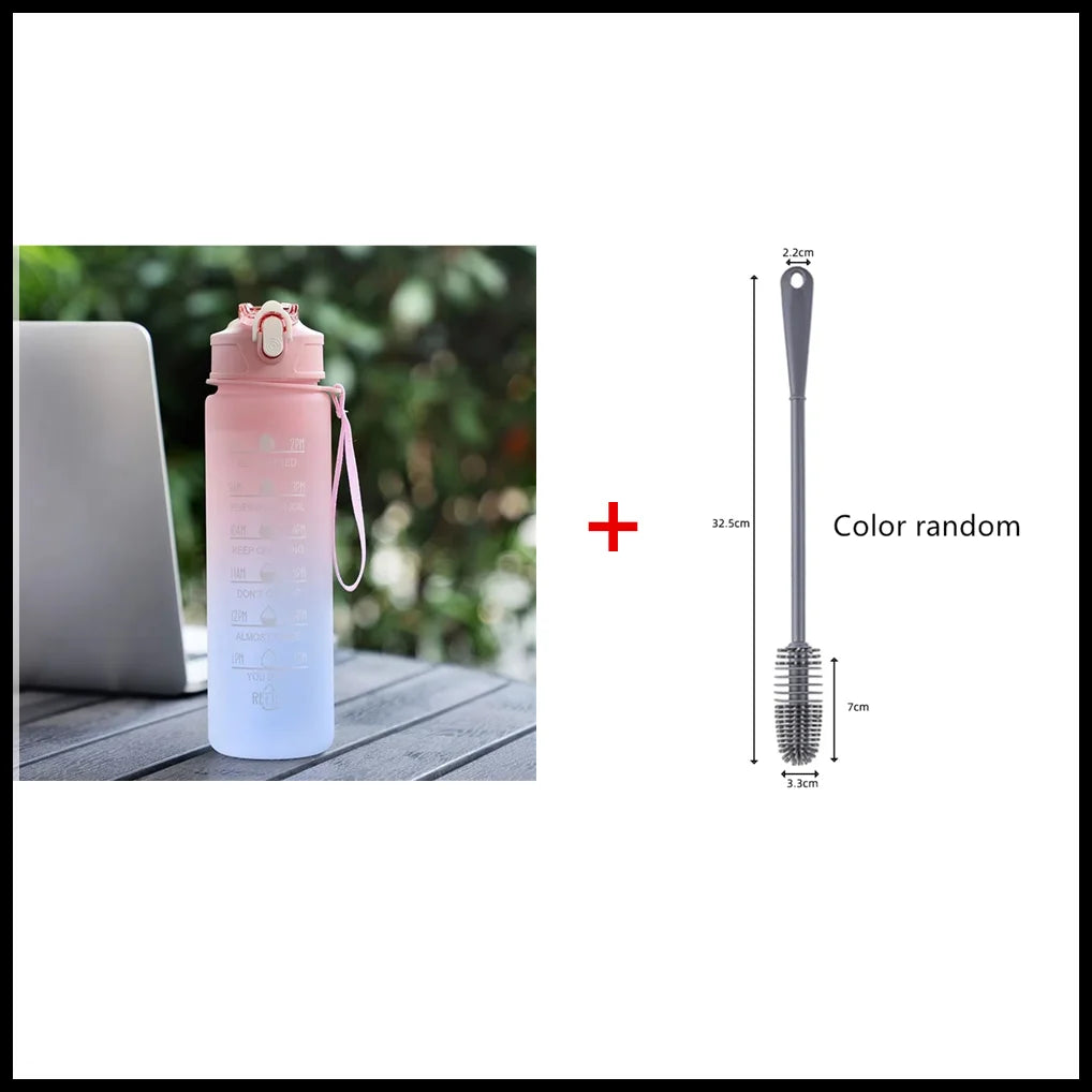 900ML Sports Water Bottle with Time Marker Leak-Proof Cup Motivational Portable Water Bottle for Outdoor Sport Fitness BPA Free