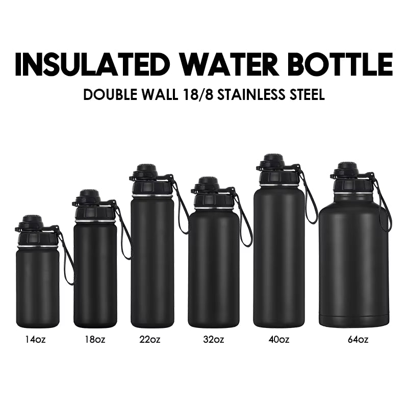 32Oz 40Oz Custom Logo Wide Mouth Vacuum Flasks Food Grade 18/8 Stainless Steel Water Bottle 1 Liter with Two Lid for Gym