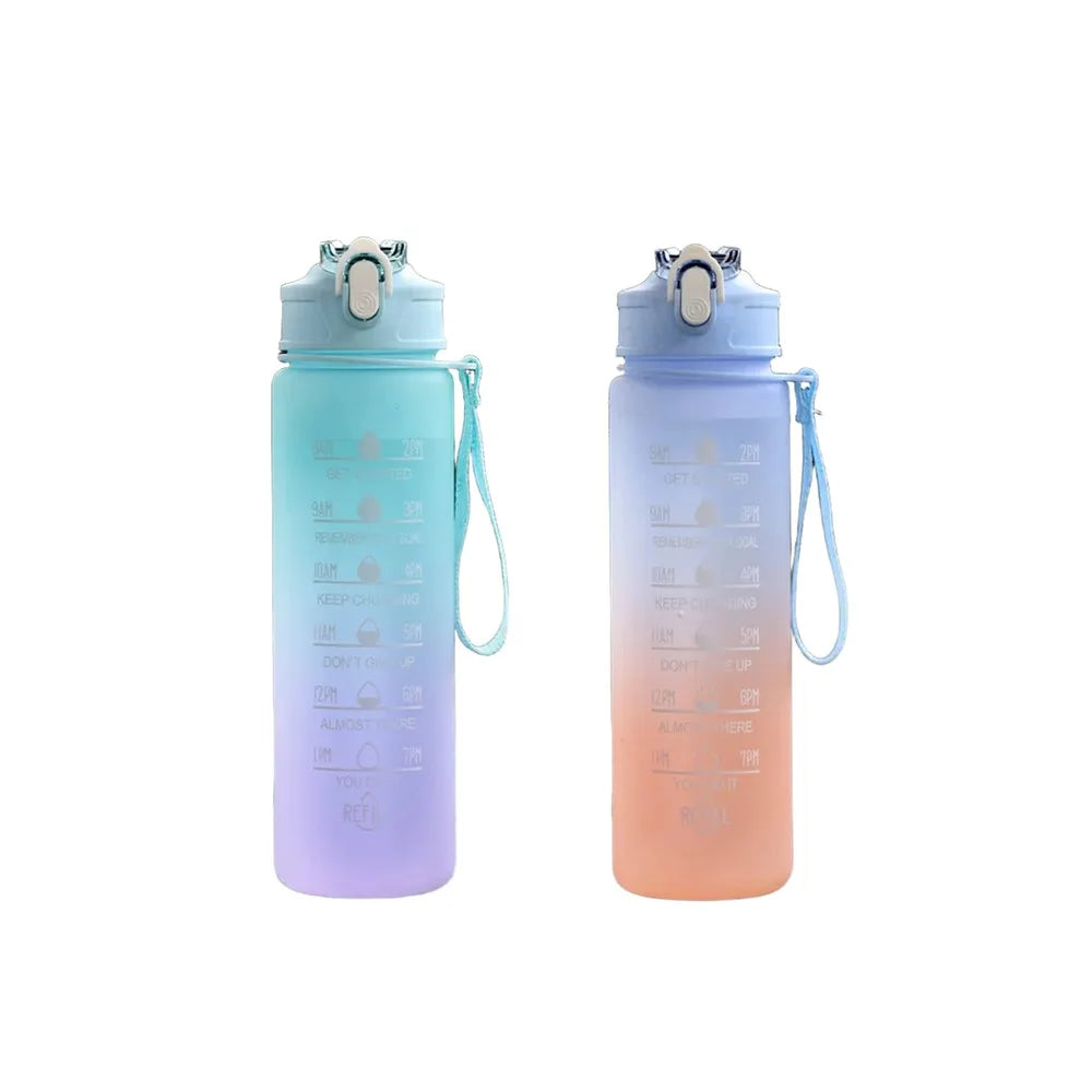 900ML Sports Water Bottle with Time Marker Leak-Proof Cup Motivational Portable Water Bottle for Outdoor Sport Fitness BPA Free