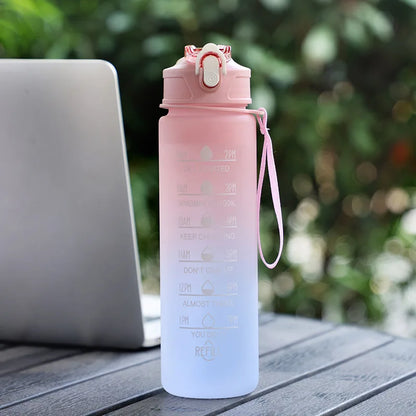 900ML Sports Water Bottle with Time Marker Leak-Proof Cup Motivational Portable Water Bottle for Outdoor Sport Fitness BPA Free