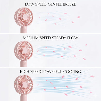 Portable Handheld Fan 2 Pack, USB Rechargeable Mini Fan, Ultra Quiet, 3 Speeds with Phone Holder Base, All Day Battery for Outdoor Indoor (Pink)