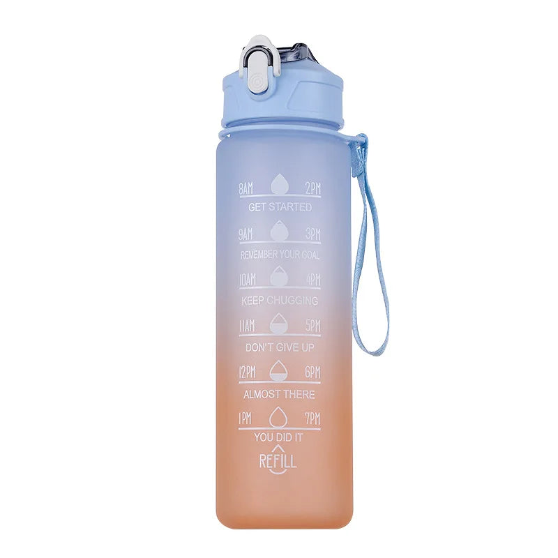 900ML Sports Water Bottle with Time Marker Leak-Proof Cup Motivational Portable Water Bottle for Outdoor Sport Fitness BPA Free