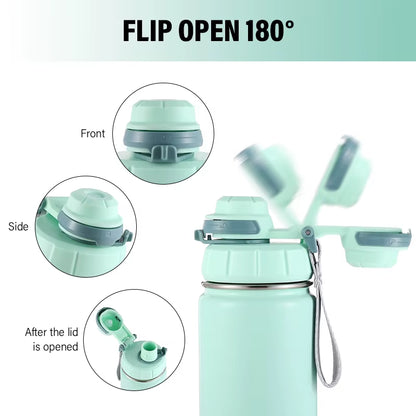 32Oz 40Oz Custom Logo Wide Mouth Vacuum Flasks Food Grade 18/8 Stainless Steel Water Bottle 1 Liter with Two Lid for Gym