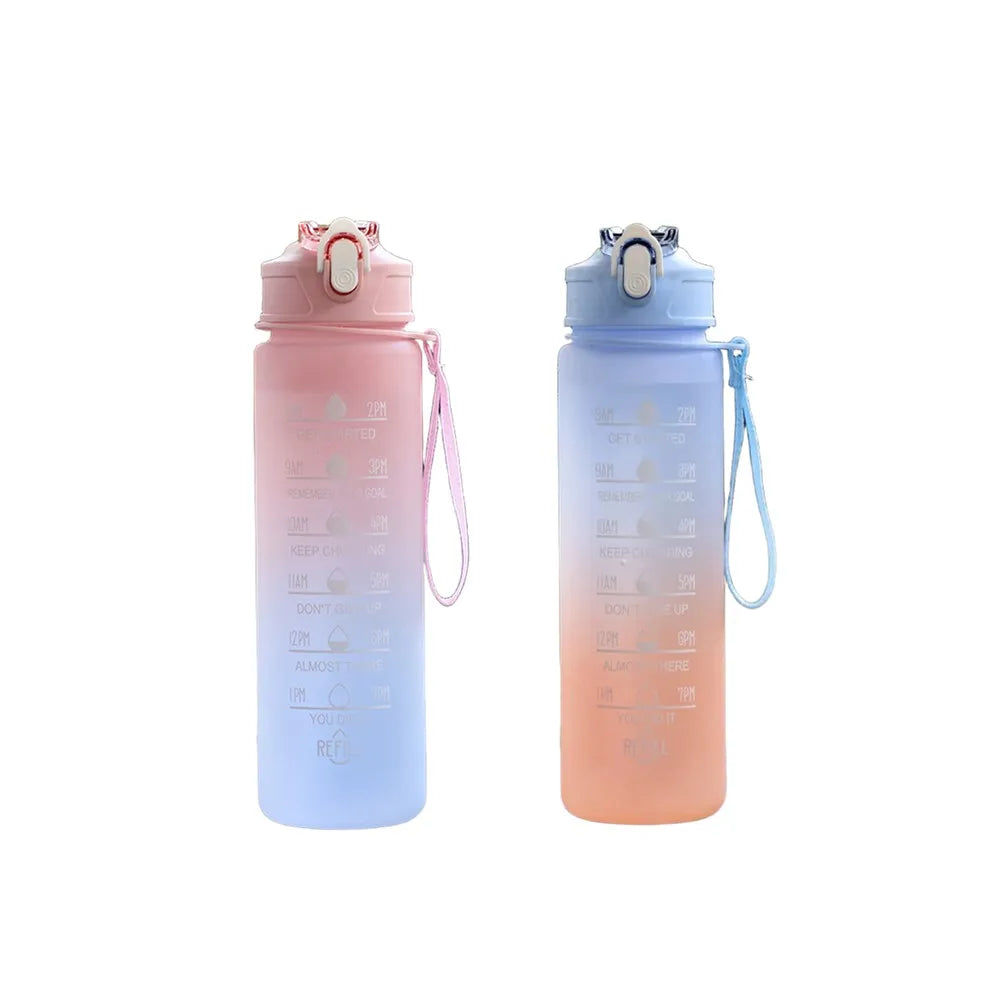 900ML Sports Water Bottle with Time Marker Leak-Proof Cup Motivational Portable Water Bottle for Outdoor Sport Fitness BPA Free