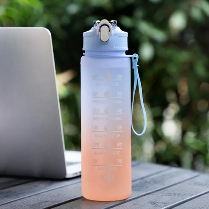 900ML Sports Water Bottle with Time Marker Leak-Proof Cup Motivational Portable Water Bottle for Outdoor Sport Fitness BPA Free