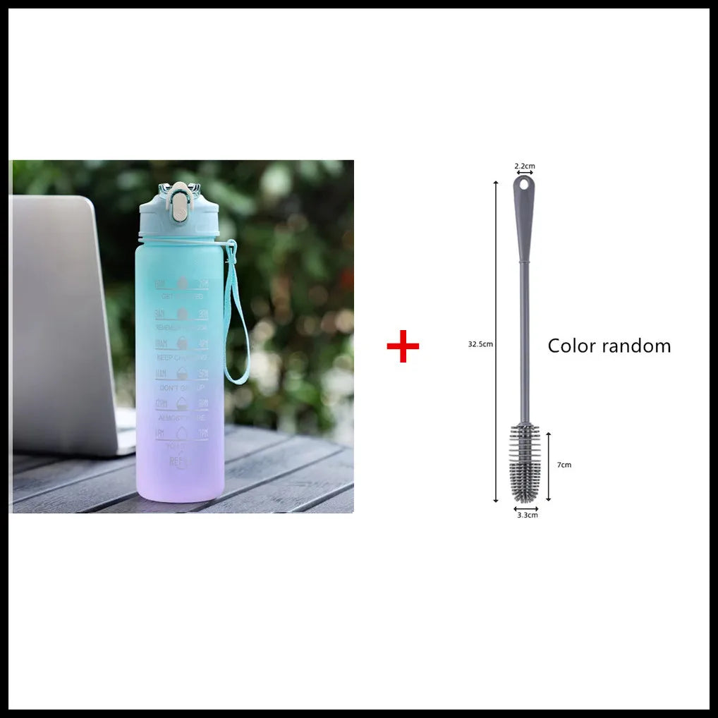 900ML Sports Water Bottle with Time Marker Leak-Proof Cup Motivational Portable Water Bottle for Outdoor Sport Fitness BPA Free