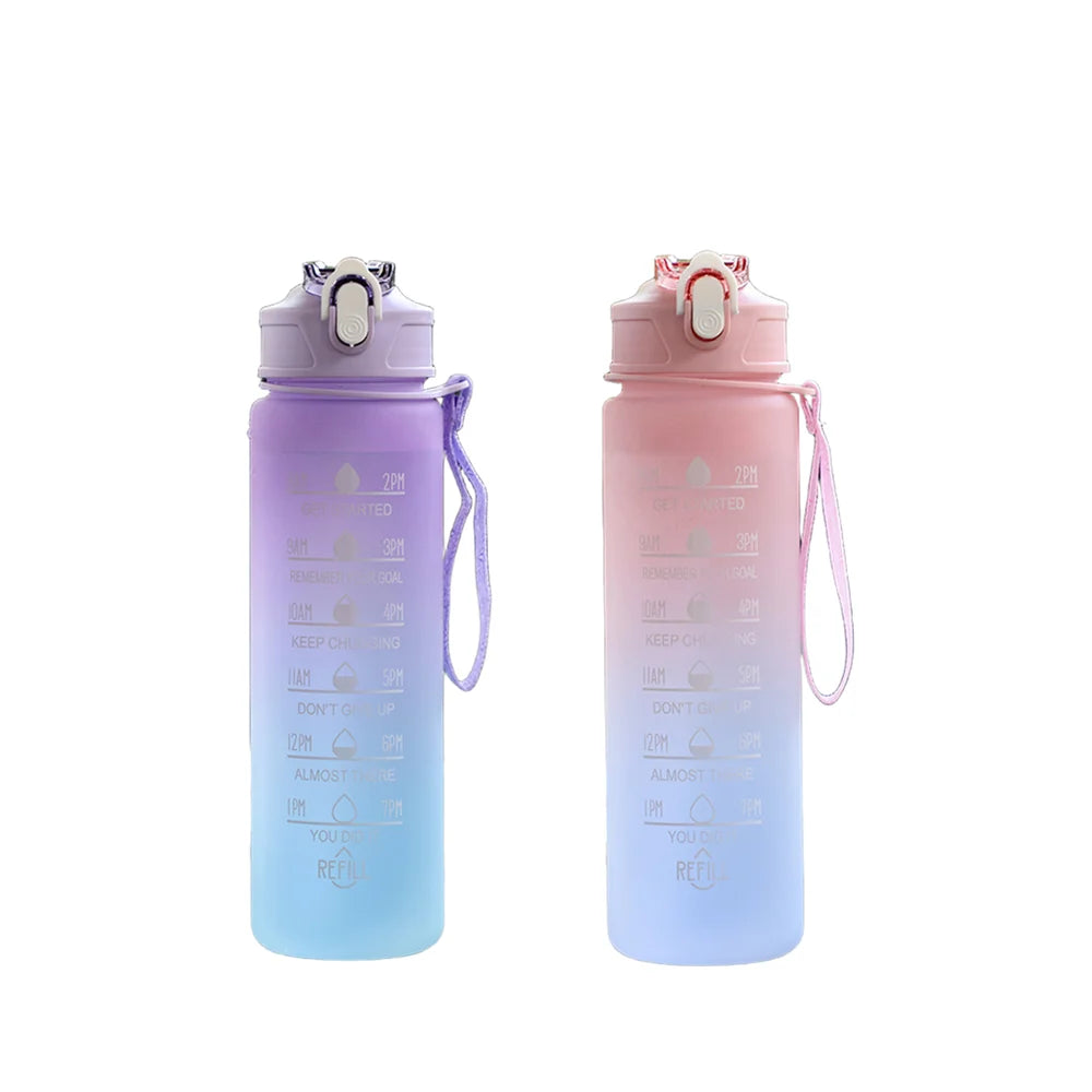 900ML Sports Water Bottle with Time Marker Leak-Proof Cup Motivational Portable Water Bottle for Outdoor Sport Fitness BPA Free