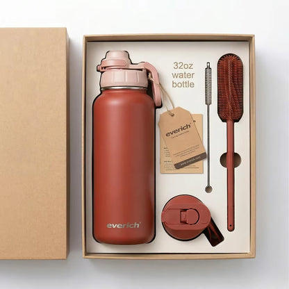 32Oz 40Oz Custom Logo Wide Mouth Vacuum Flasks Food Grade 18/8 Stainless Steel Water Bottle 1 Liter with Two Lid for Gym