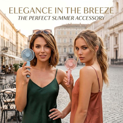 Portable Handheld Fan 2 Pack, USB Rechargeable Mini Fan, Ultra Quiet, 3 Speeds with Phone Holder Base, All Day Battery for Outdoor Indoor (Pink)